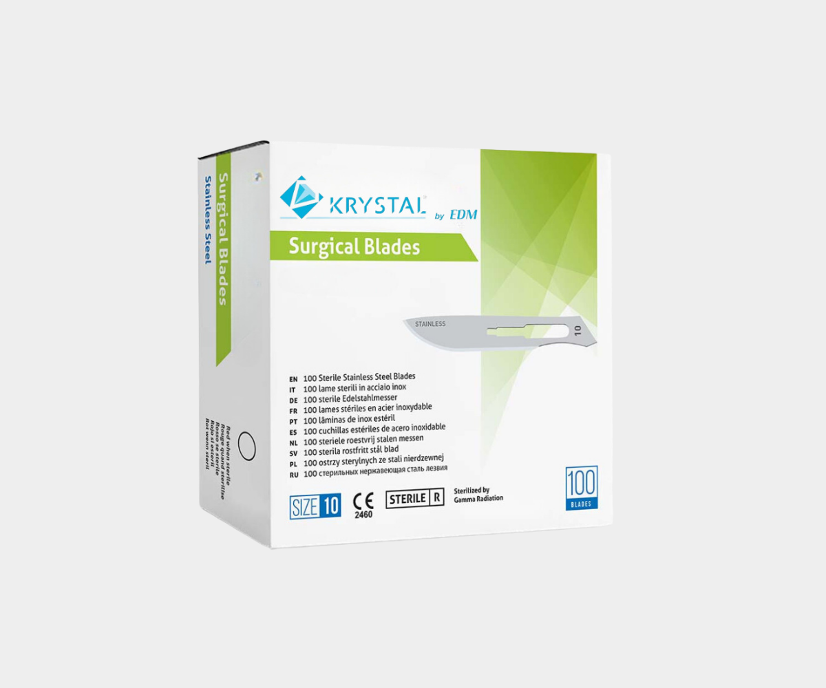 A box of 100 Carbon Steel Surgical Blades