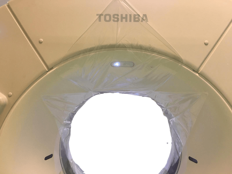 CT Scan Gantry Drape covering a CT scan