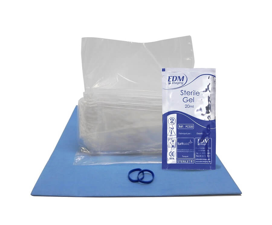 Sterile Latex-free ultrasound transducer covers with gel