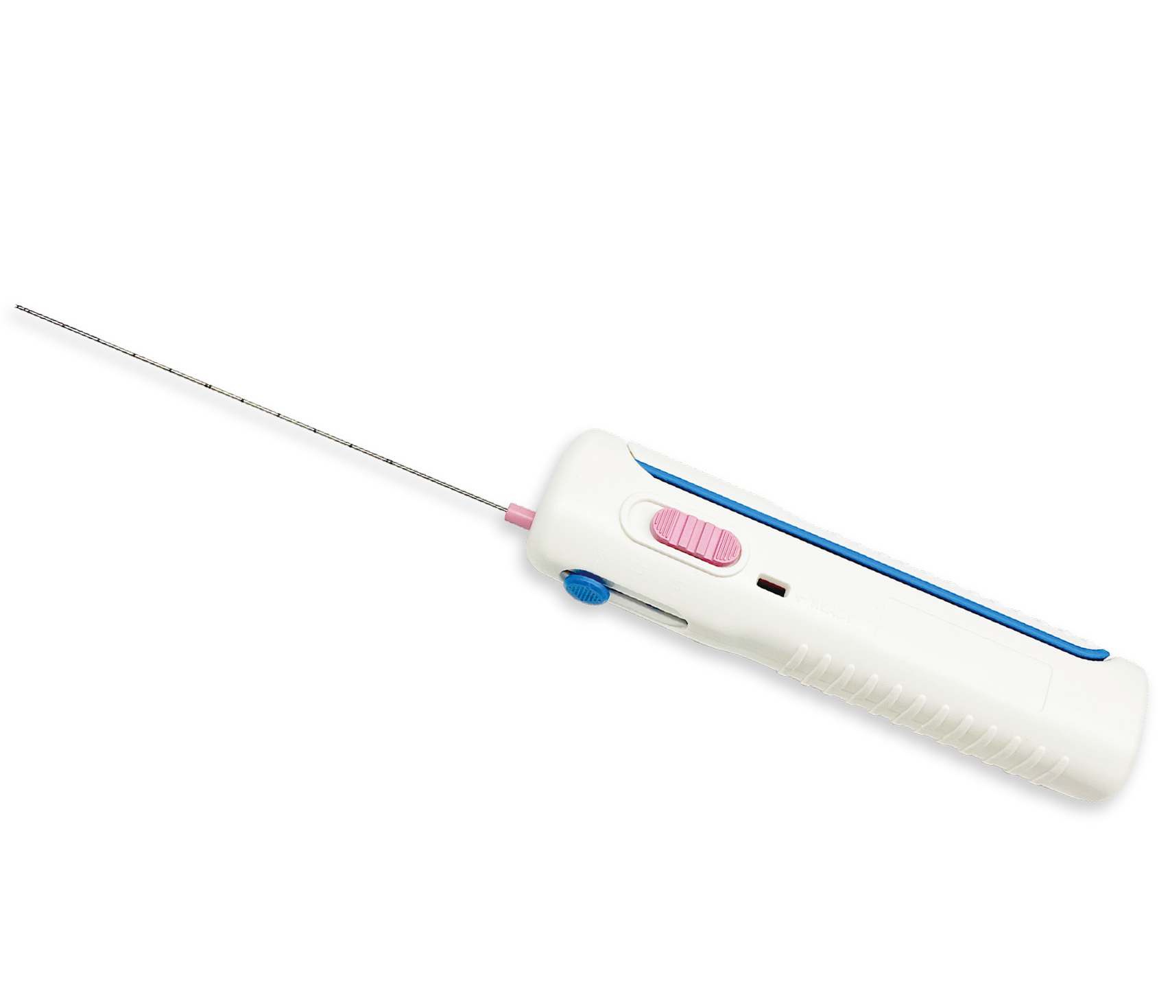 FullFire core biopsy needle tip showing full-core sampling notch for cylindrical tissue specimens