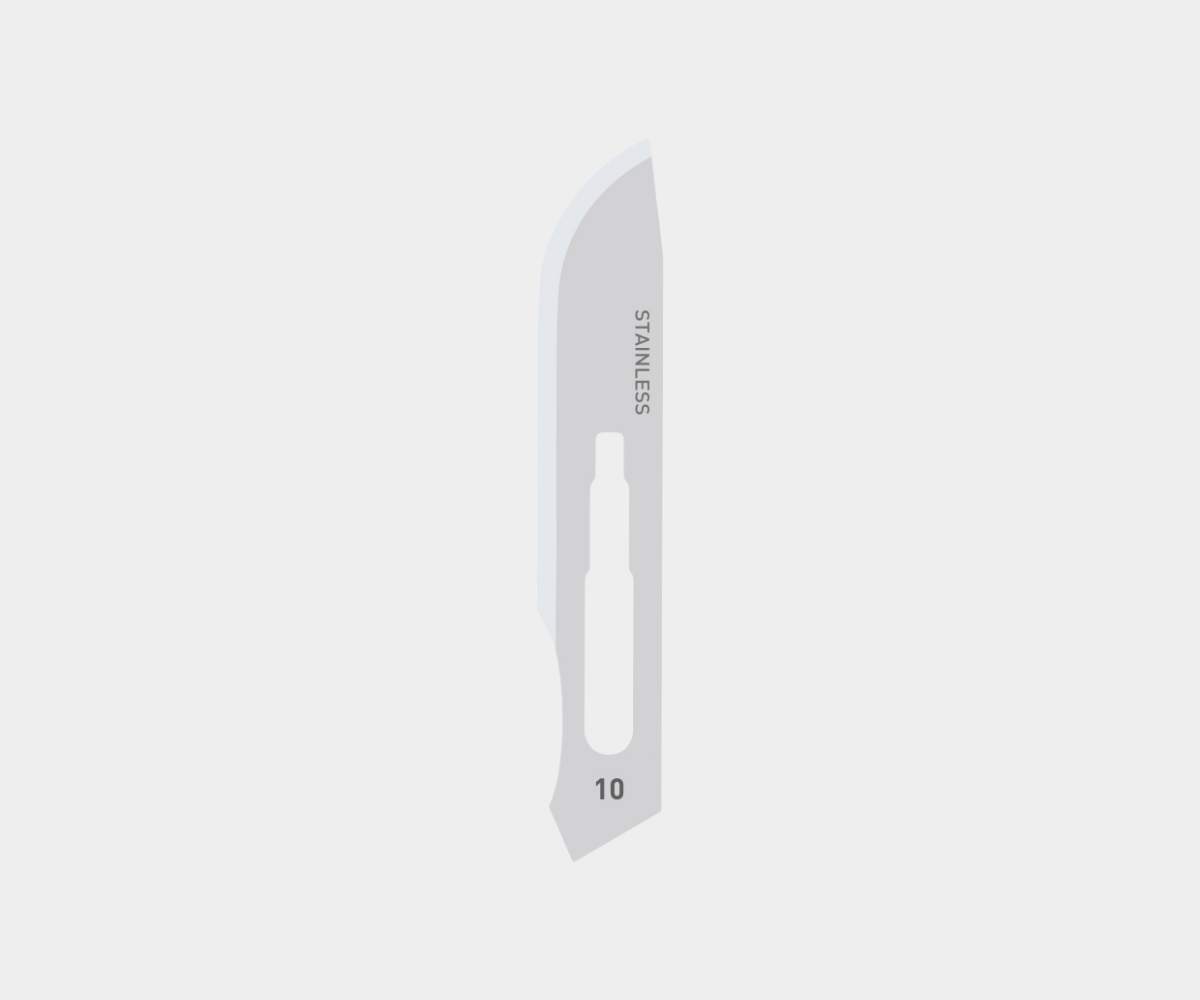 Krystal Carbon Steel Surgical Blades - Picture of a size 10 blade