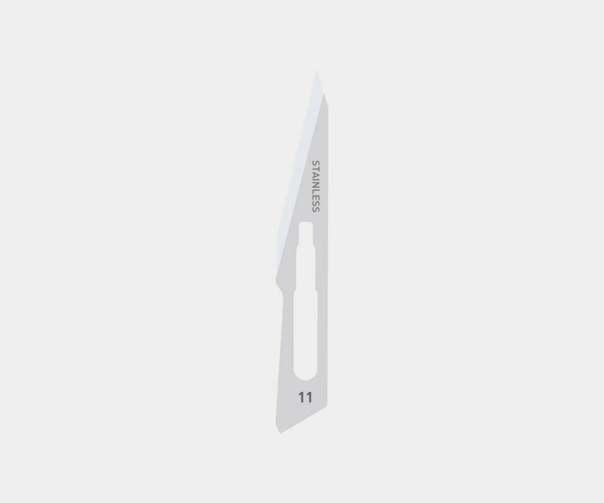 Krystal Carbon Steel Surgical Blades - Picture of a size 11 blade