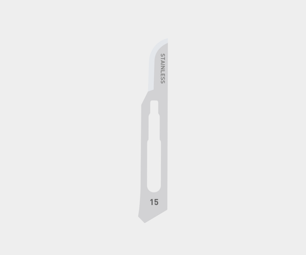 Krystal Carbon Steel Surgical Blades - Picture of a size 15 blade