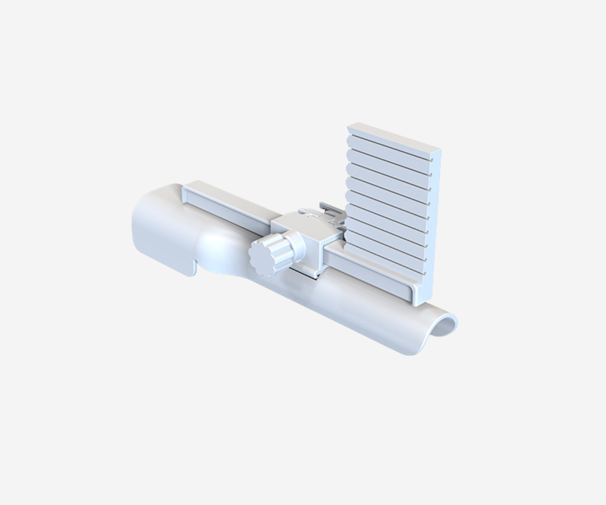 GTK153 needle guide featuring a vertical marked guide block with side hardware and a green insert detail