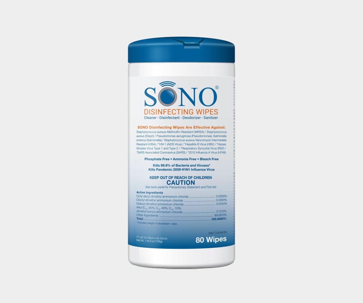 Sono Ultrasound Disinfecting Wipes Canister - Surgical wipes - ultrasound wipes - medical wipes - Sono wipes vs Clorox wipes - SONO disinfecting wipes - 80 count - SONO wipes