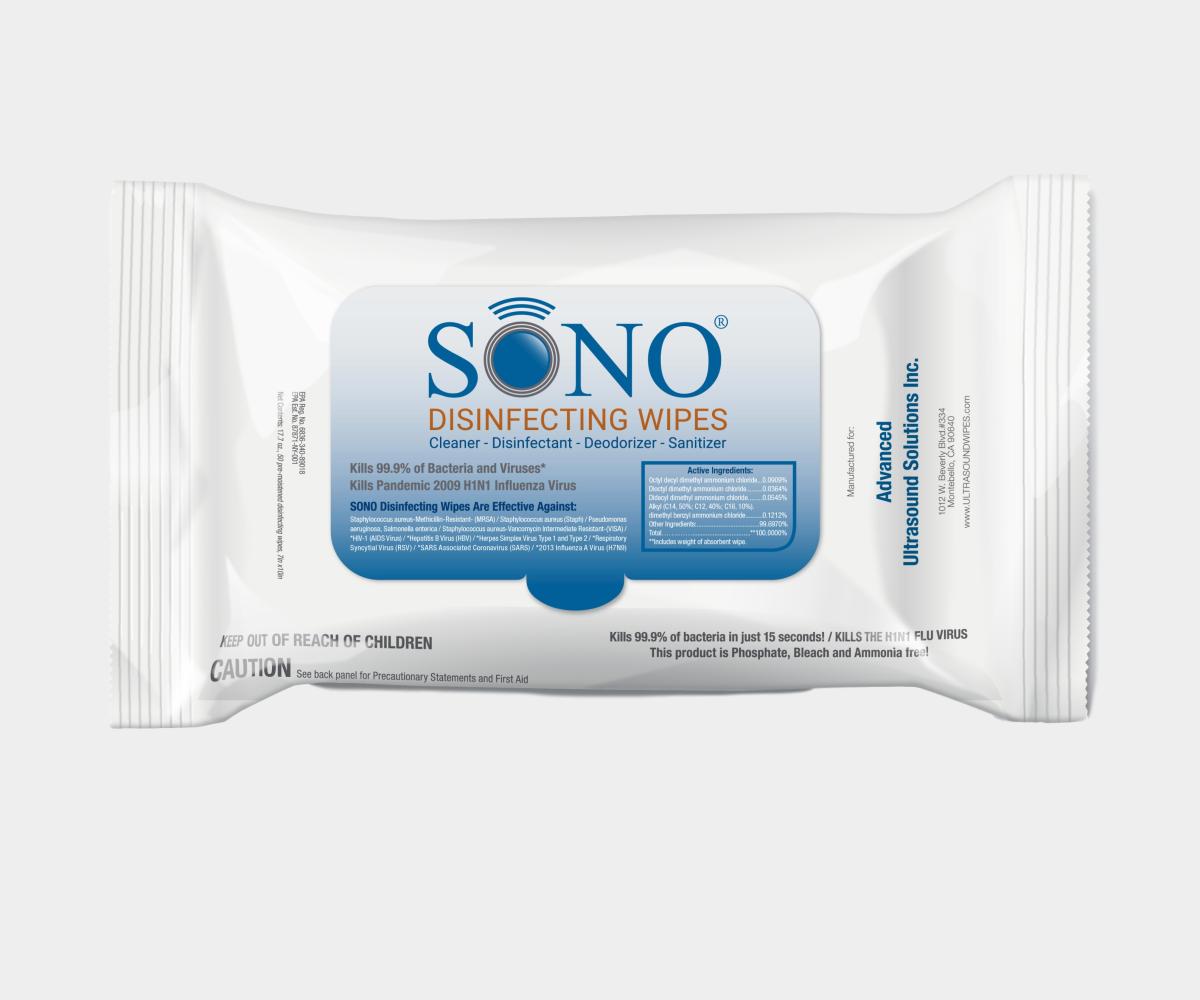 Sono Ultrasound Disinfecting Wipes Softpack - Surgical wipes - ultrasound wipes - medical wipes - Sono wipes vs Clorox wipes - SONO disinfecting wipes - 80 count - SONO wipes