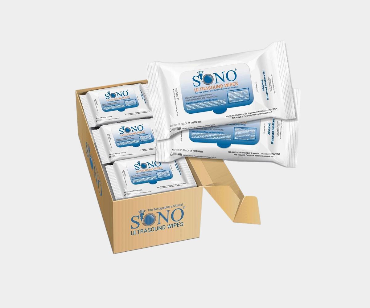 Sono Ultrasound Wipes Softpack Box - Surgical wipes - ultrasound wipes - medical wipes - Sono wipes vs Clorox wipes - SONO disinfecting wipes - 80 count - SONO wipes